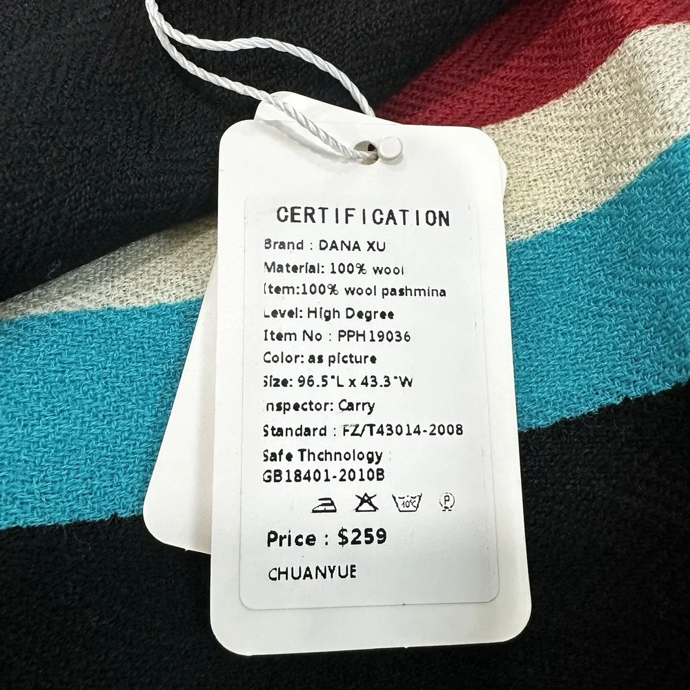 DANA XU 100% Pure Wool Large Scarf / Pashmina Shawl 96.5